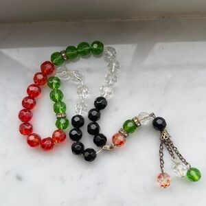 Muslim Prayer Beads 33 Piece Palestinian flag colors